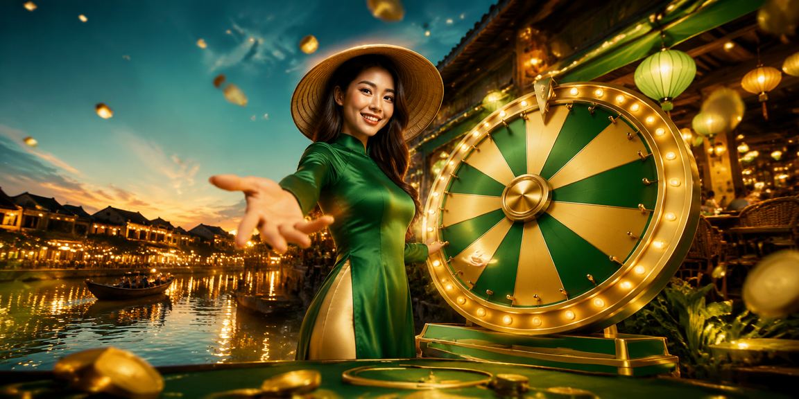Không khí chơi roulette ở Hội An với nón lá truyền thống – cảm hứng từ văn hóa Việt Nam