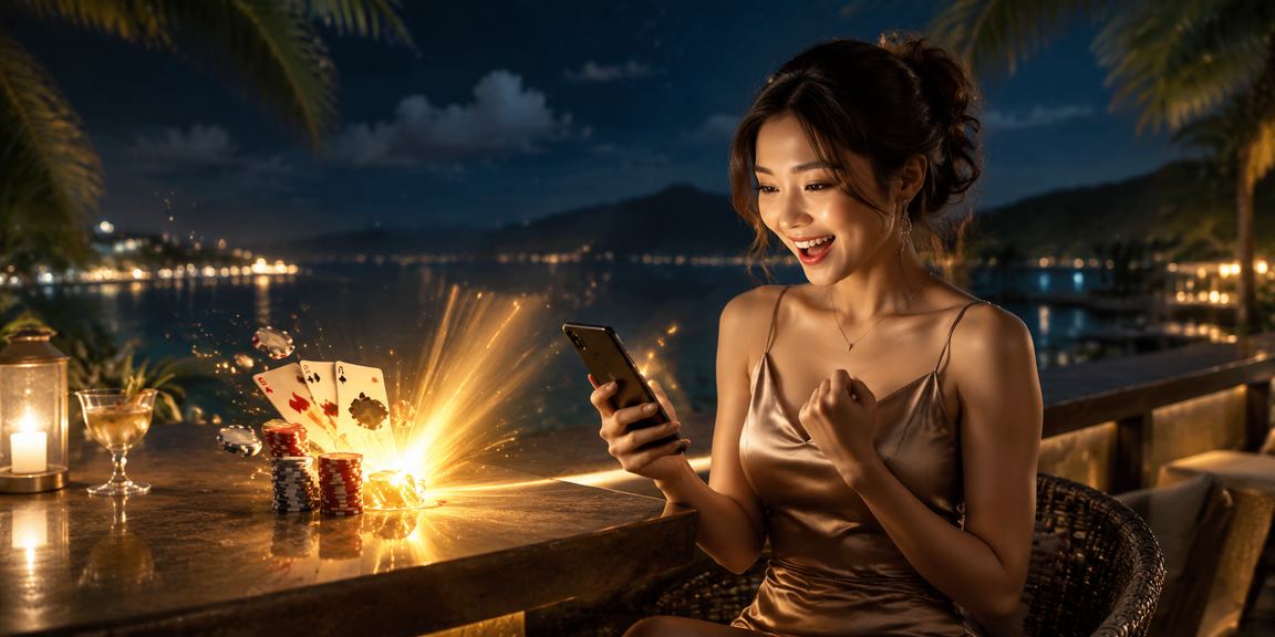 Người chơi tại Phú Quốc tham gia game bài và nhận thưởng trên dt68 ven biển
